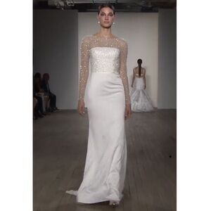 Allison Webb Alexa Beaded Illusion Back Silk Organza Wedding Gown NWT Size 8